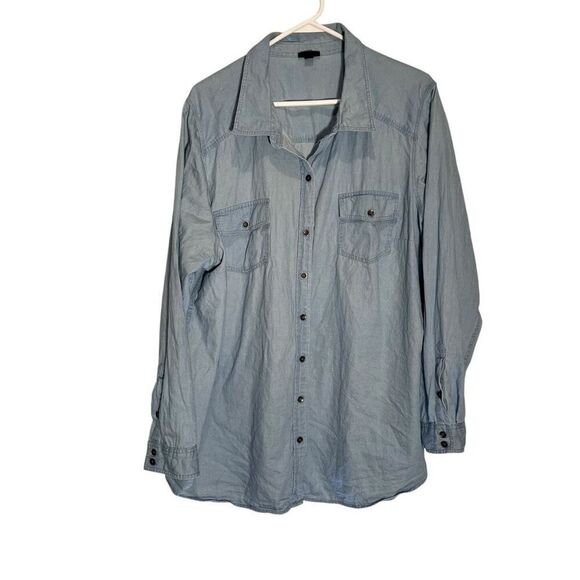 Torrid Chambray Denim Long Sleeve Button Up Shirt Blue Size 3 - Picture 1 of 7